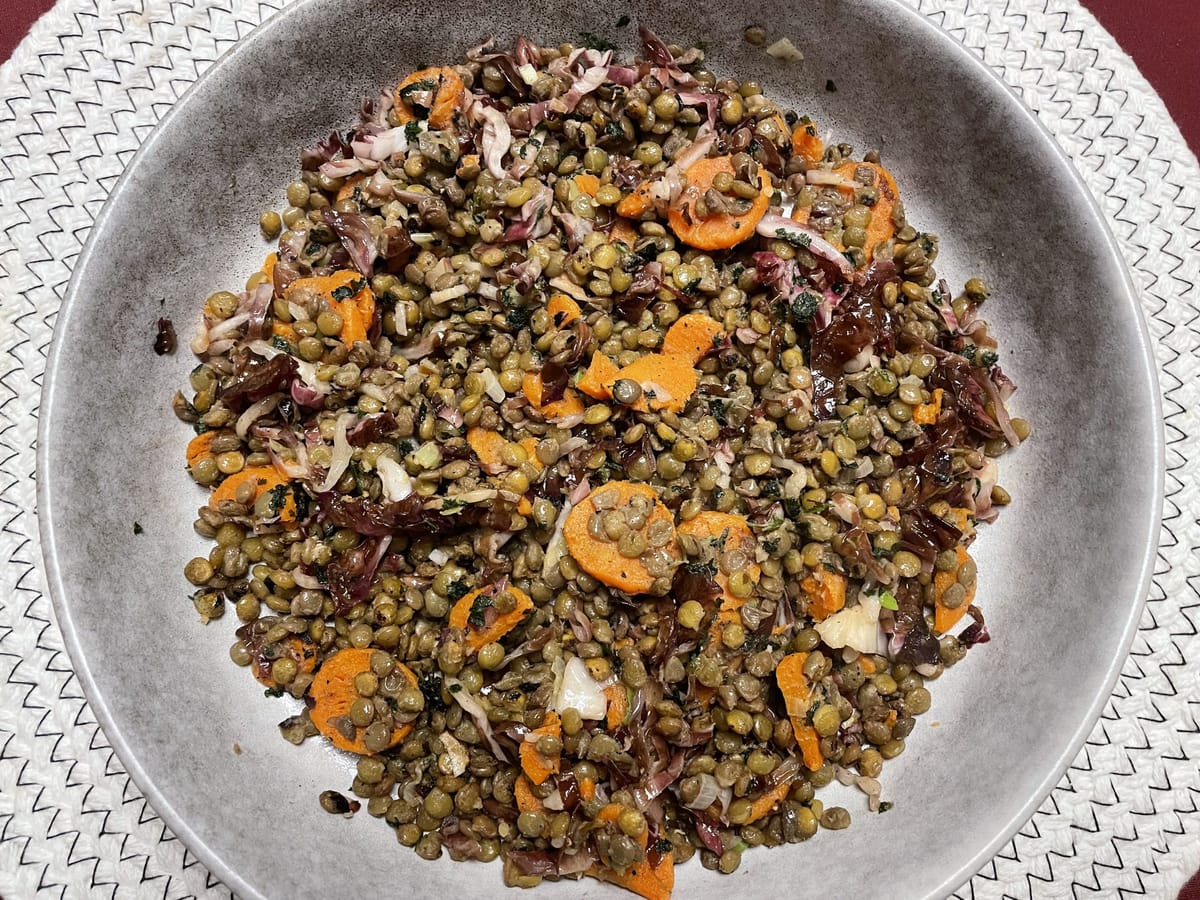 20 Dicembre - Insalata tiepida di lenticchie, radicchio e carote