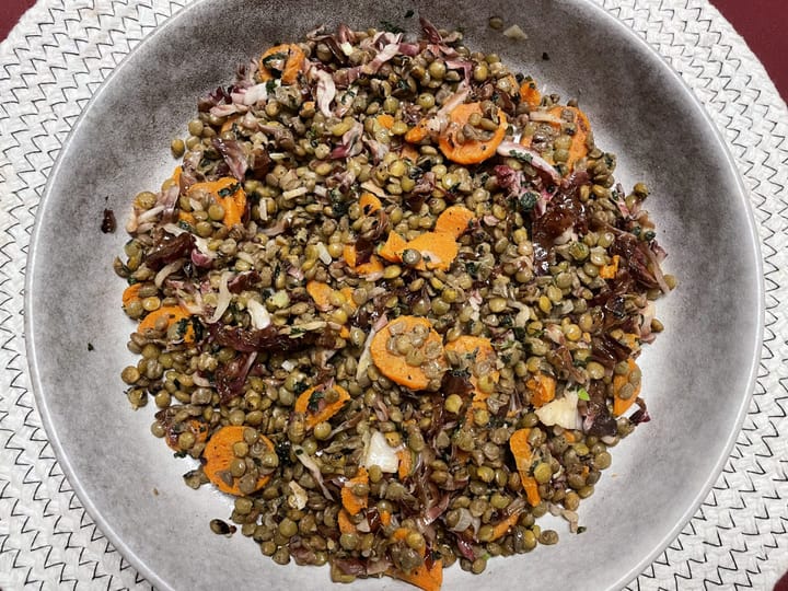 20 Dicembre - Insalata tiepida di lenticchie, radicchio e carote