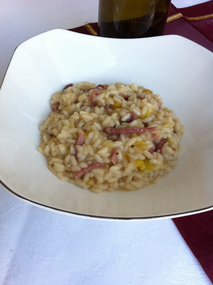 Risotto porri e speck profumato al Gewurztraminer