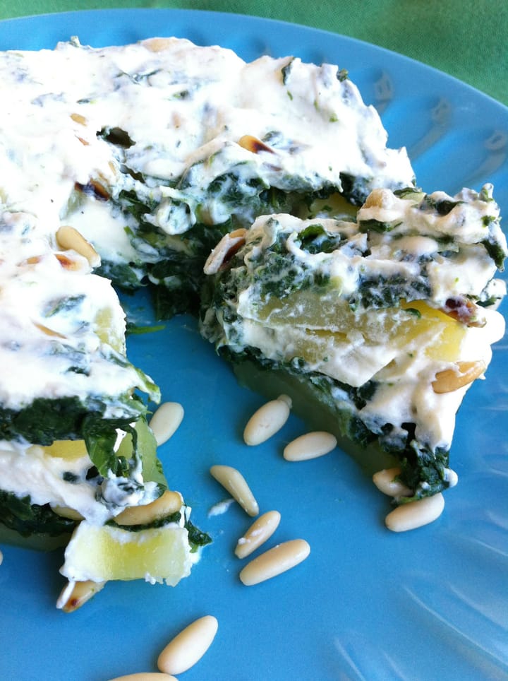 Tortino cime di rapa, patate e crema al formaggio